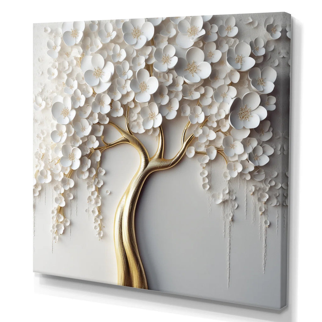 Arunveer White Orchid Tree Garden Of Branches VII - Tree Floral Large Wall Art