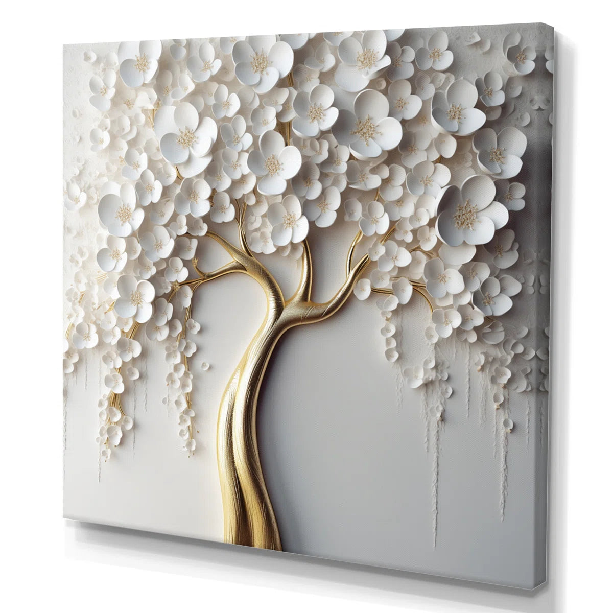 Arunveer White Orchid Tree Garden Of Branches VII - Tree Floral Large Wall Art