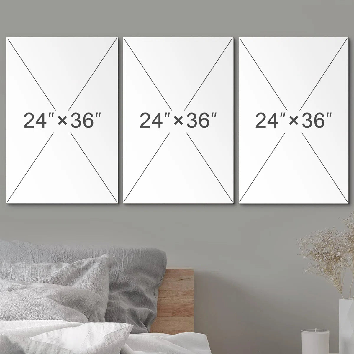 Abstract Botanical " Bold Bohemian Flower Artwork Above Sofa, Vintage Orange Brown Master Bedroom Wall Pictures, 3 Pieces Giclée Canvas Digital Print Framed Wall Art "