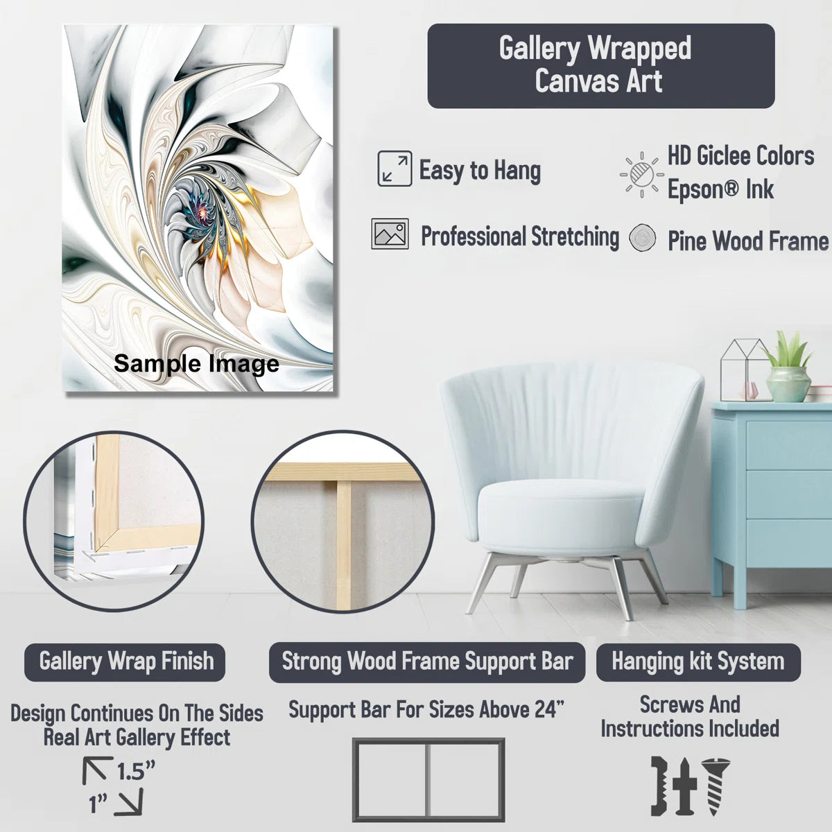 Arunveer White Orchid Tree Garden Of Branches VII - Tree Floral Large Wall Art