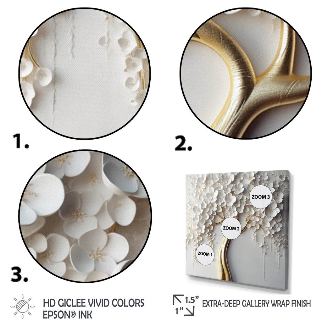 Arunveer White Orchid Tree Garden Of Branches VII - Tree Floral Large Wall Art