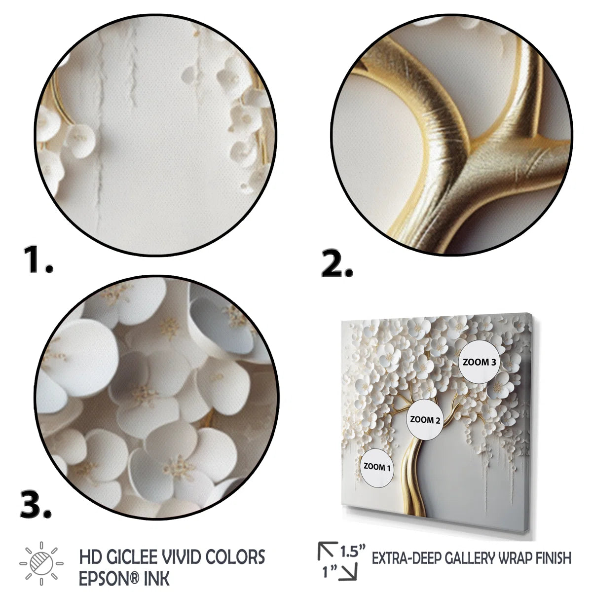 Arunveer White Orchid Tree Garden Of Branches VII - Tree Floral Large Wall Art