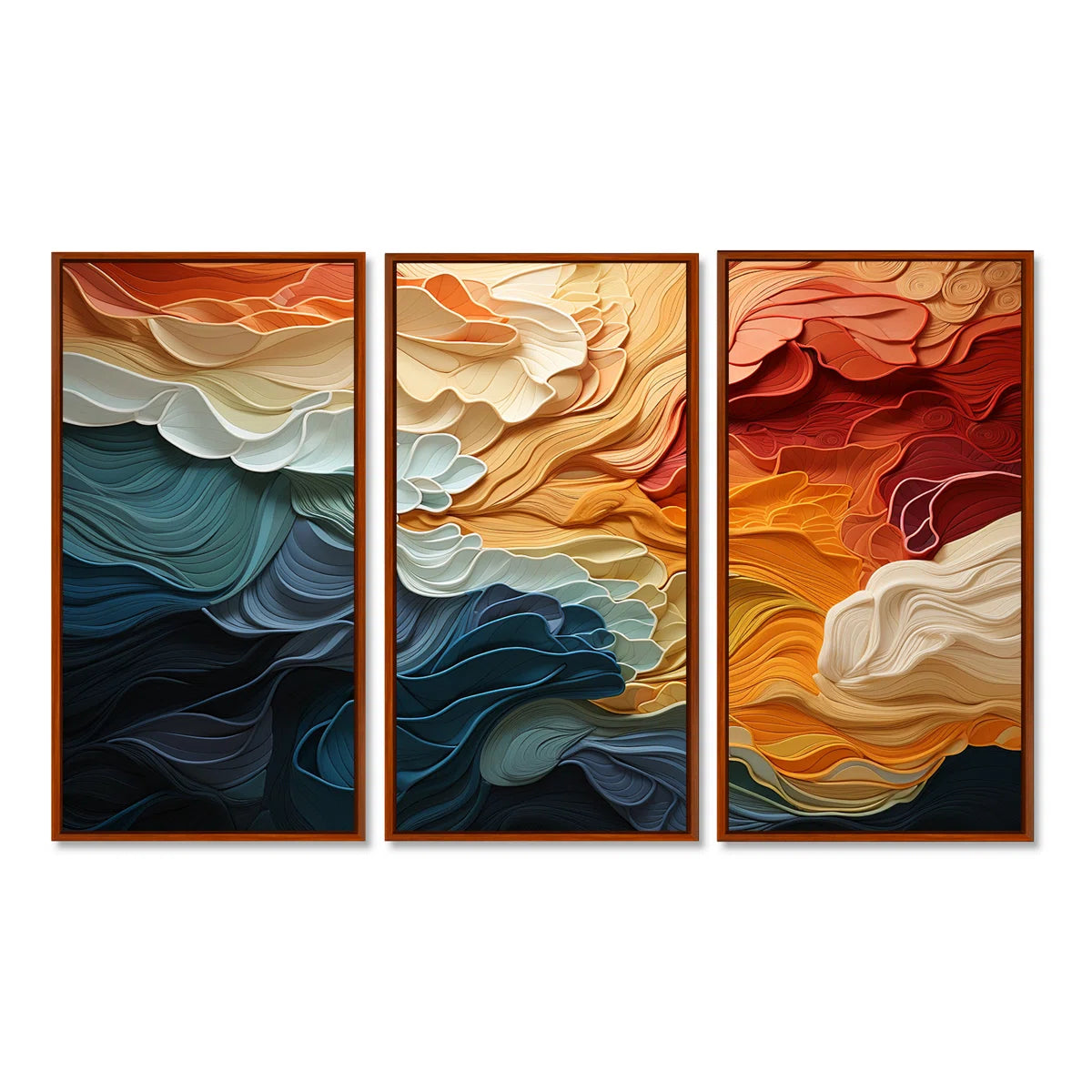 Biomorphism Organic Forms V - Landscape Modern Art Neutral Framed Canvas 3 Pieces Wall Art Print